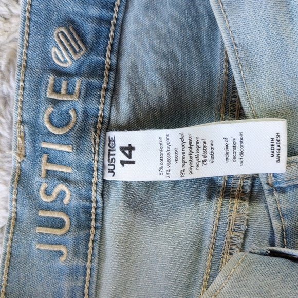 Justice Lightly Distressed Jeans Pant Girl's Size 14. - Picture 5 of 14